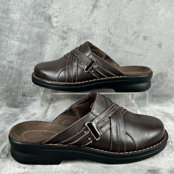 Clarks Mule Patty Chile Clogs Womens 7 Brown Leather Boho Casual Comfort Shoes - Picture 3 of 10